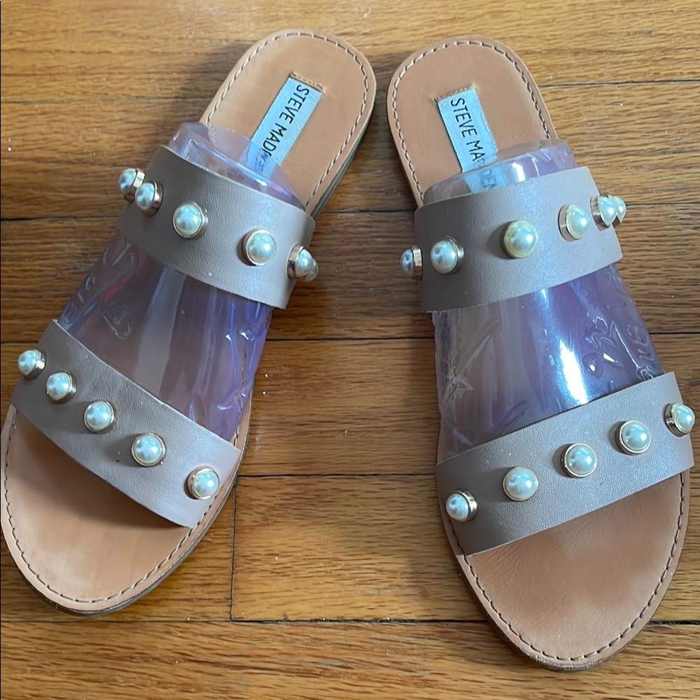 Steve Madden Women's Pearl Embellished Sandals - Tan